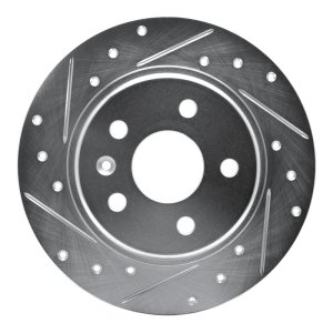 Chevrolet Bolt EV Brake Rotor (1) - Rear Left - R1 Concepts - Drilled & Slotted - Silver - `16-`23